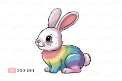 Fluffy bunny rainbow colors rabbit cute Product Image 1