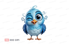 Blue bird winking playfully cartoon cute Product Image 1