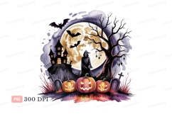 Spooky Halloween scene with grim reaper and pumpkins Product Image 1