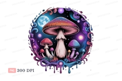 Psychedelic mushrooms cosmic night moon Product Image 1