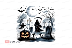 Grim Reaper Halloween Cemetery Moon graveyard Product Image 1