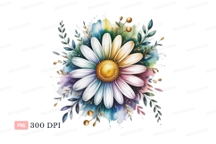 Colorful daisy bloom watercolor flower petals Product Image 1