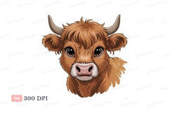 Fluffy brown cow with big eyes calf horns Product Image 1