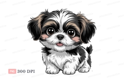 Fluffy puppy with big eyes canine black Product Image 1