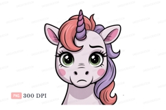 Sad unicorn with pink purple mane image Product Image 1