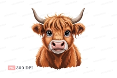 Fluffy highland cow with big blue eyes brown orange Product Image 1