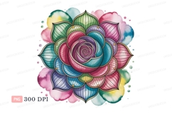 Colorful floral mandala watercolor image Product Image 1