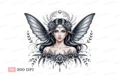 Silver winged fairy adorned with flowers wings ethereal Product Image 1