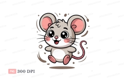 Cute gray mouse with pink ears and tail rodent animal Product Image 1