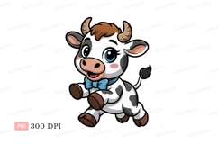 Cute spotted cow with blue bow calf animal Product Image 1