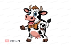 Cartoon cow with bowtie animal black Product Image 1