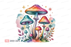 Whimsical colorful mushrooms with floral accents fantasy Product Image 1