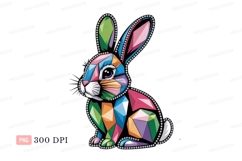 Geometric rabbit colorful faceted animal Product Image 1
