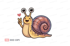 Smiling snail peace gesture cartoon yellow Product Image 1