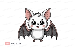 Cute white bat with pink ears wings Product Image 1