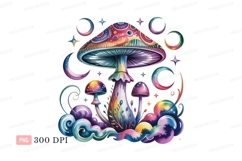 Psychedelic mushrooms celestial moons stars image Product Image 1