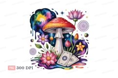 Psychedelic mushroom cosmic flowers tarot image Product Image 1