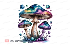 Cosmic mushrooms with dripping paint galaxy psychedelic Product Image 1