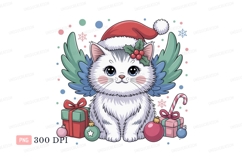 White cat angel christmas clipart wings Product Image 1