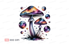 Cosmic mushrooms with swirling nebulae galaxy psychedelic Product Image 1