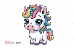 Cute unicorn with rainbow mane and horn fantasy magical Product Image 1