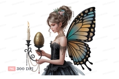 Elegant fairy holding golden egg butterfly wings Product Image 1