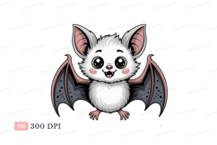 Cute white bat with pink ears and wings image Product Image 1