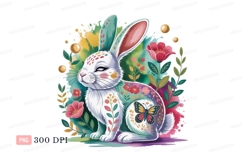 Floral bunny with butterfly rabbit flowers Product Image 1