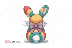 Colorful bunny with polka dot bow rabbit Product Image 1