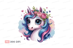 Whimsical unicorn with floral crown fantasy magical Product Image 1