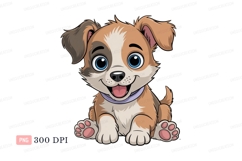 Adorable cartoon puppy with blue eyes animal cute Product Image 1