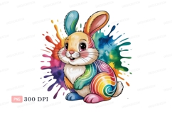 Colorful bunny with paint splashes rabbit rainbow Product Image 1