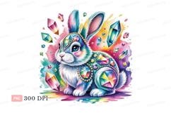 Colorful bunny adorned with jewels rabbit crystals Product Image 1