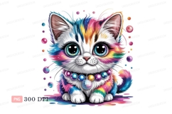Colorful fluffy kitten with big eyes image Product Image 1