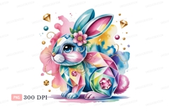 Gemstone rabbit with flower and jewels pink Product Image 1