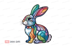 Colorful mosaic rabbit with beaded collar illustration Product Image 1
