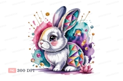 Whimsical rabbit adorned with geometric crystals bunny Product Image 1