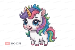 Cute cartoon unicorn with rainbow mane image Product Image 1