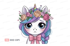 Sad unicorn with flower crown image Product Image 1