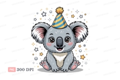 Cute koala wearing party hat animal Product Image 1