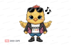 Yellow chick wearing sunglasses and rocker jacket image Product Image 1