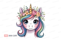 Cute unicorn with floral crown fantasy animal Product Image 1