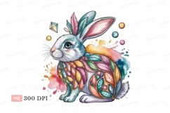 Colorful ornate rabbit with feathers bunny Product Image 1