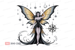 Dark fairy with golden wings black fantasy Product Image 1