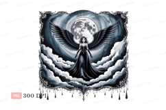 Dark winged woman moon clouds angel Product Image 1