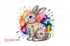 Floral patterned rabbit colorful splash image Product Image 1