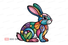 Colorful mosaic rabbit abstract animal Product Image 1