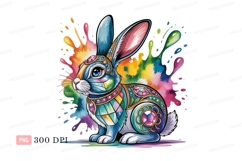 Ornate jeweled rabbit vibrant splashes image Product Image 1