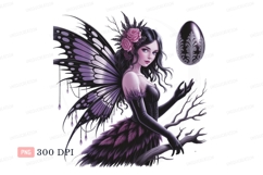 Dark fairy with purple wings and ornate egg image Product Image 1