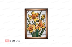 Stained glass daffodils floral artwork image Product Image 1